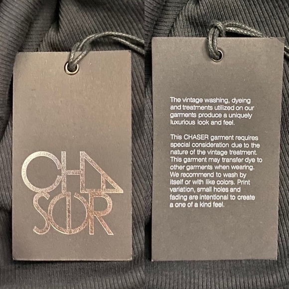 Chaser Ribbed Black Tunic Long Sleeve T-Shirt w Open Back Criss Cross Straps M - Picture 5 of 16